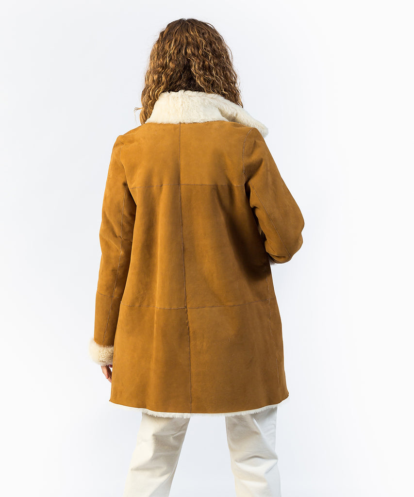 Abrigo doble faz piel camel