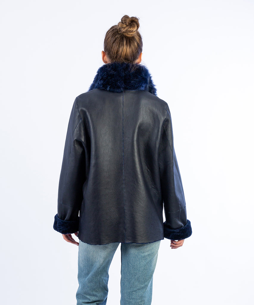 Abrigo doble faz reversible piel con pelo