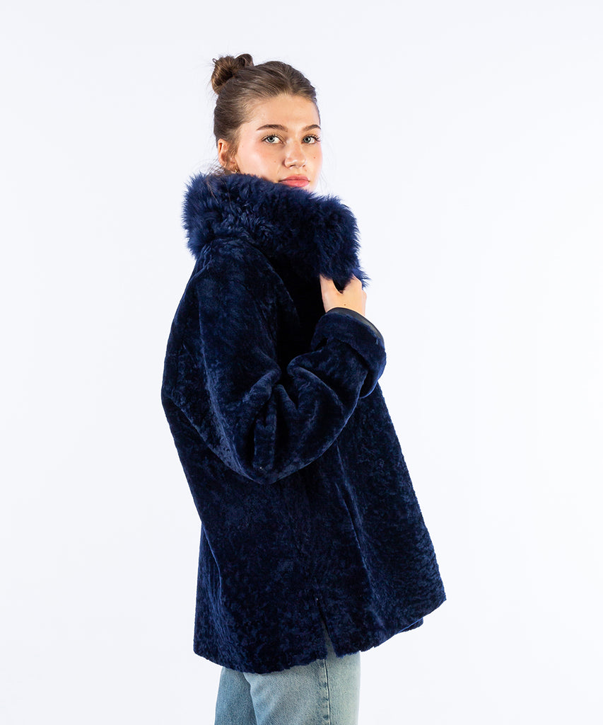 Abrigo doble faz reversible piel con pelo