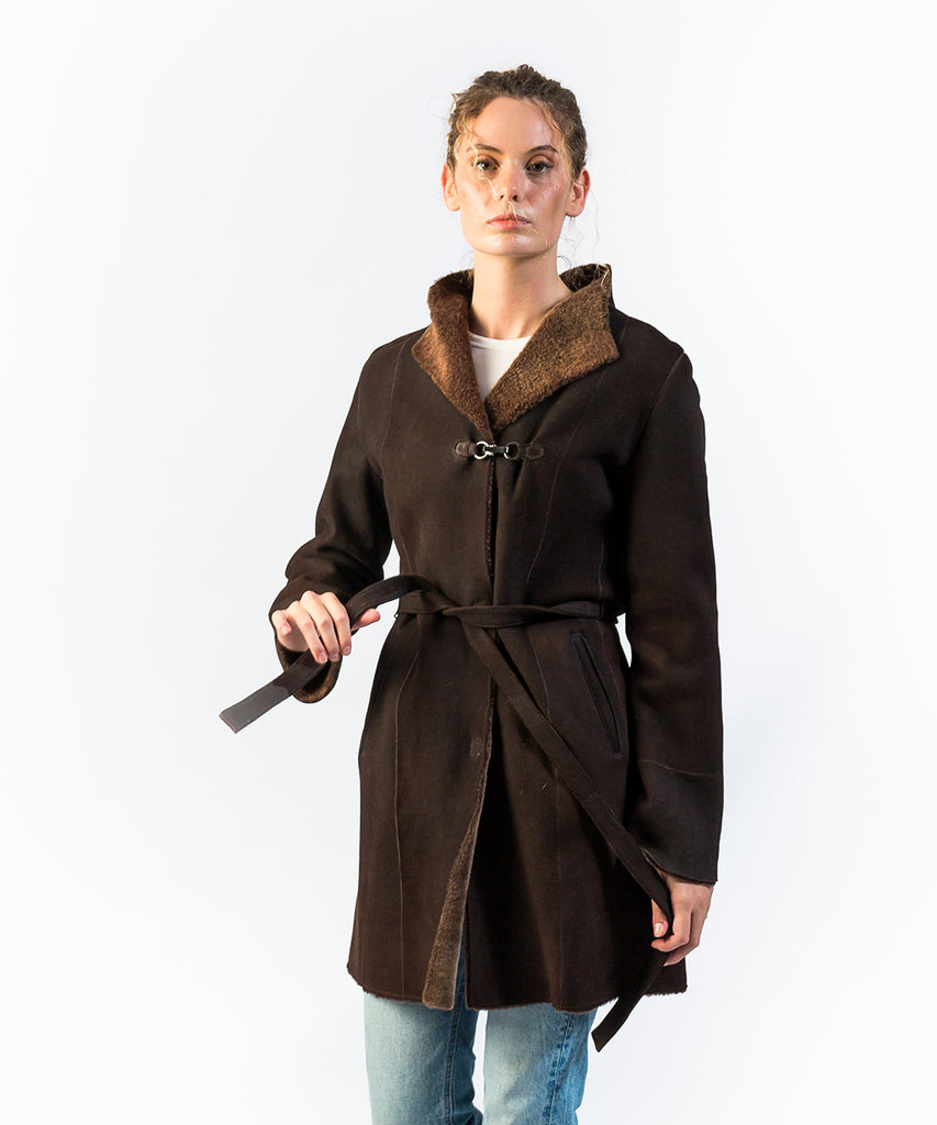 Abrigo piel vuelta marrón