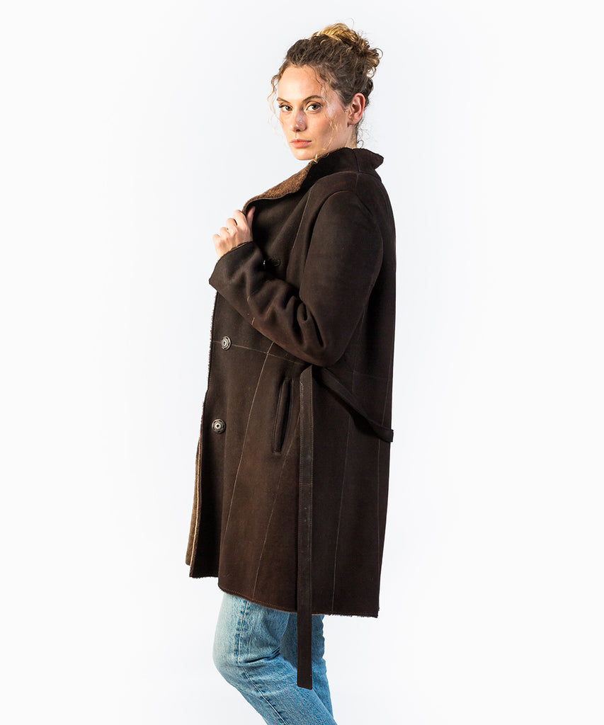 Abrigo piel vuelta marrón
