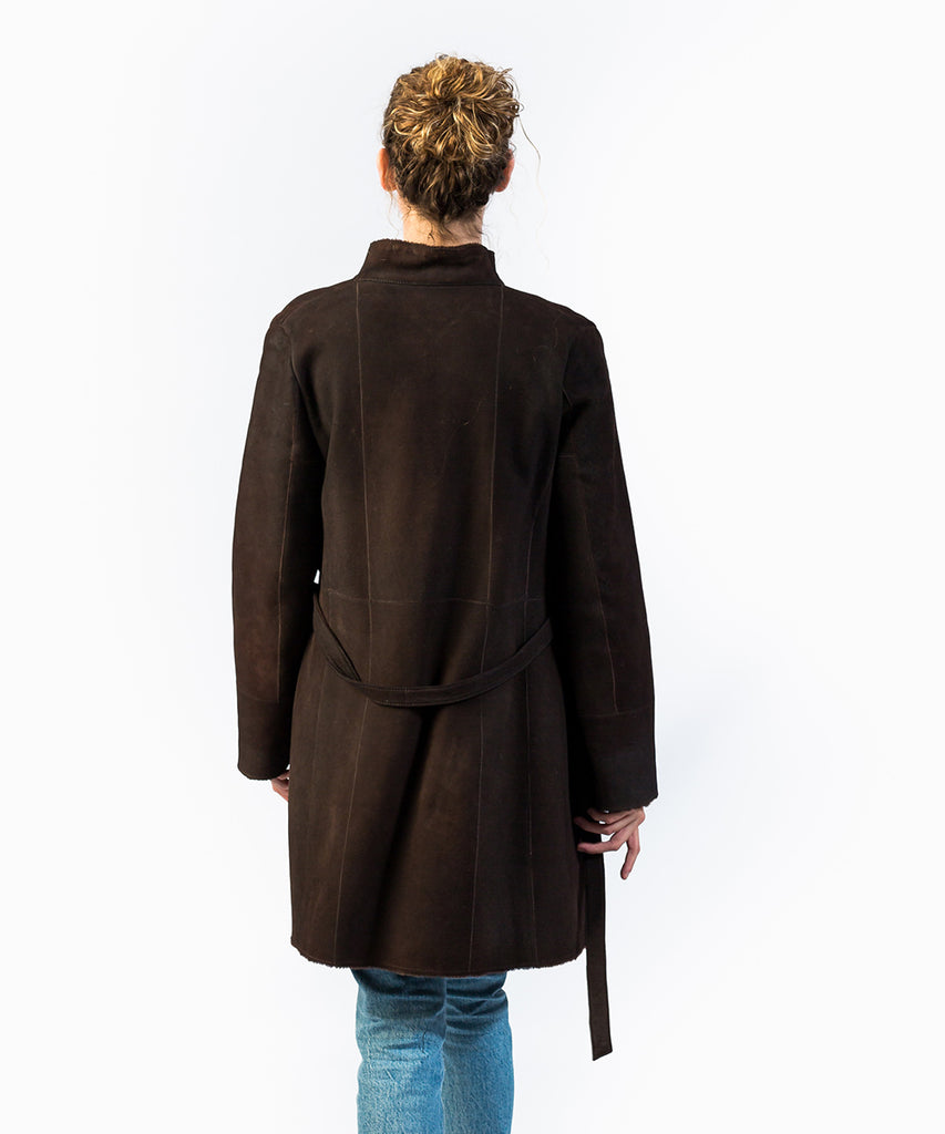 Abrigo piel vuelta marrón