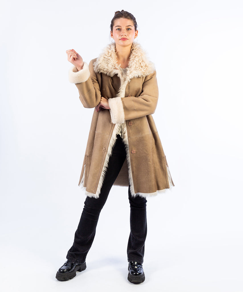 Abrigo reversible de piel doble faz toscana