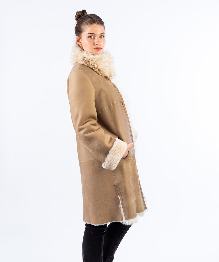 Abrigo reversible de piel doble faz toscana