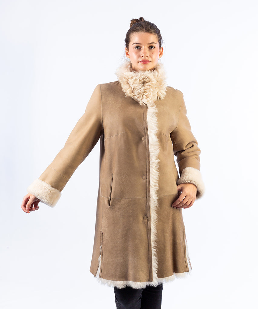 Abrigo reversible de piel doble faz toscana