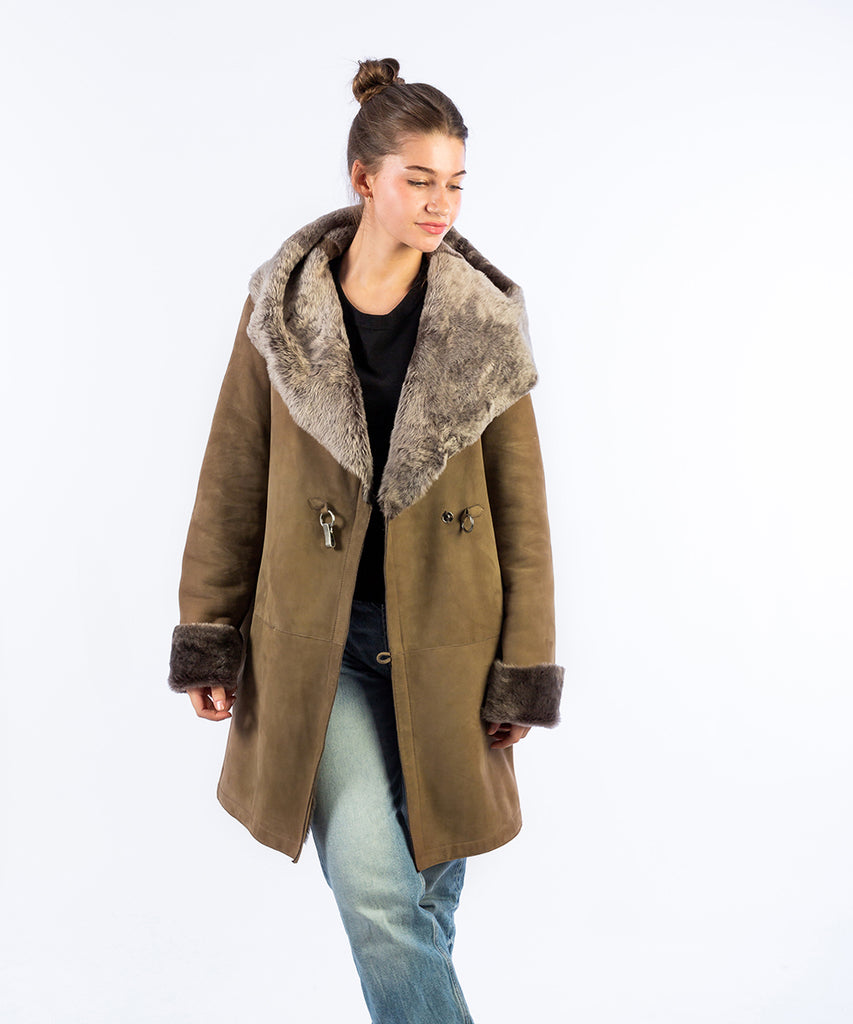 Abrigo doble faz piel