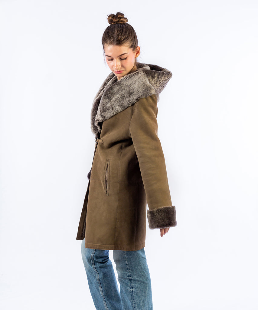 Abrigo doble faz piel