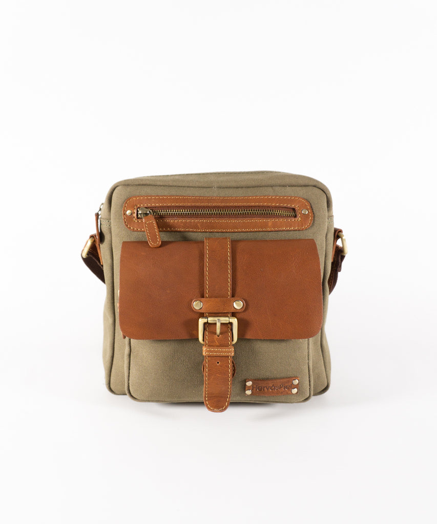 Bolso loneta-piel hebilla