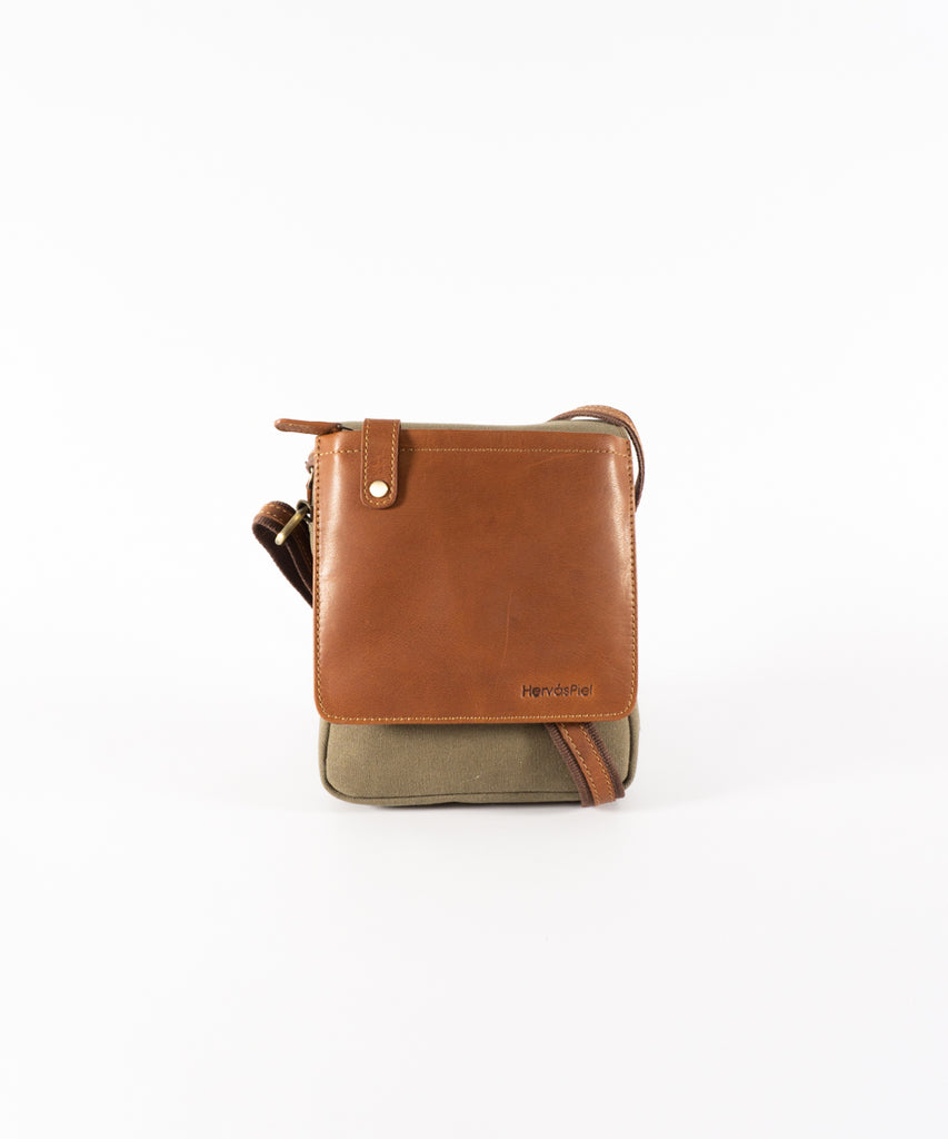 Bolso combinado loneta con piel