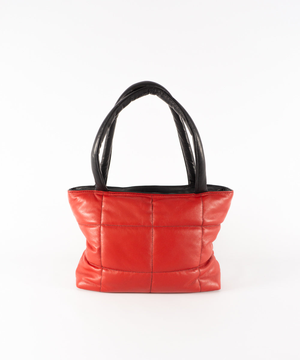 Bolso piel acolchado rojo HervasPiel