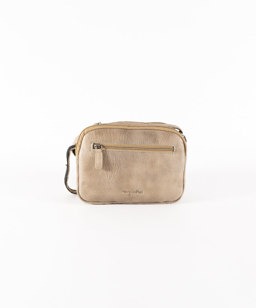 Bolso cuero taupe detalle trenzado