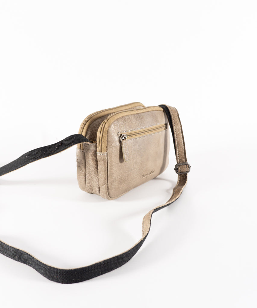 Bolso cuero taupe detalle trenzado