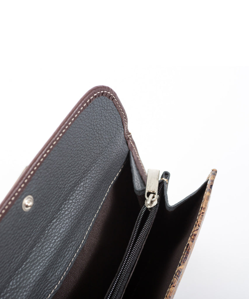 Cartera piel grabado serpiente