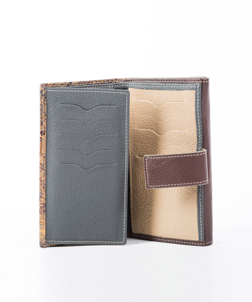 Cartera piel grabado serpiente