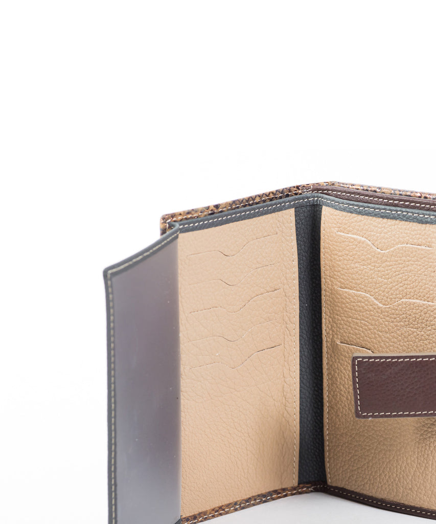 Cartera piel grabado serpiente