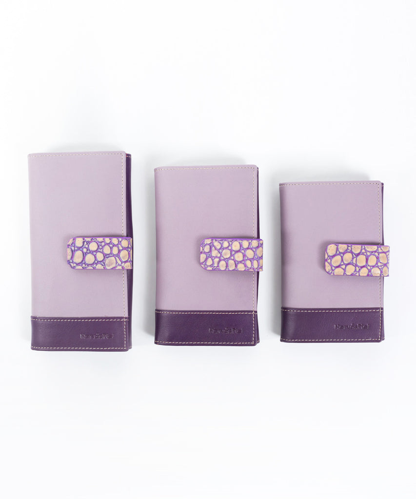Cartera piel malva mujer