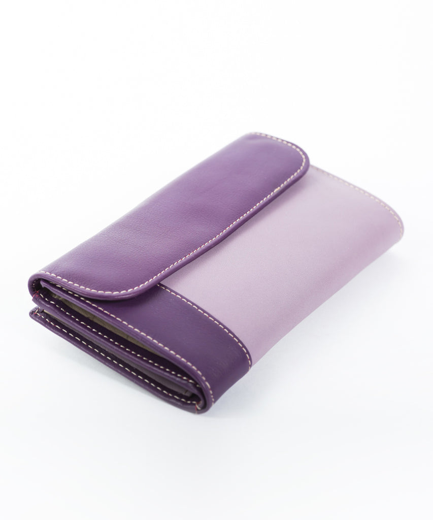 Cartera piel malva mujer