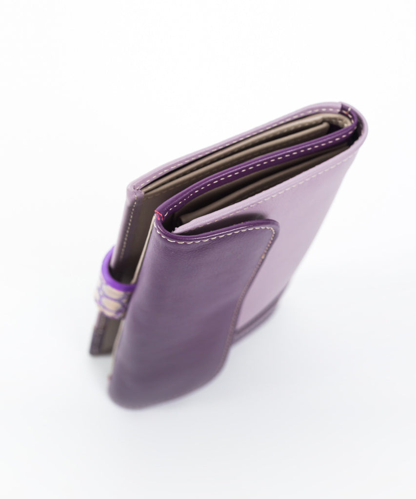 Cartera piel malva mujer