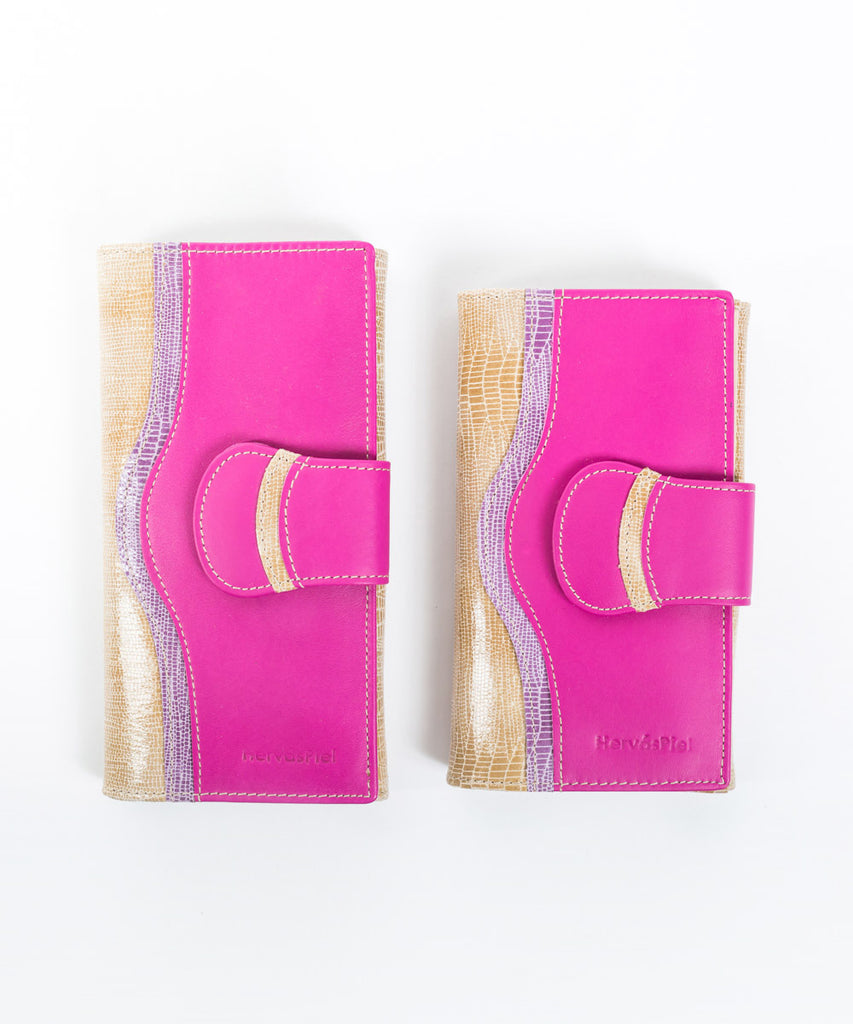 Cartera piel rosa