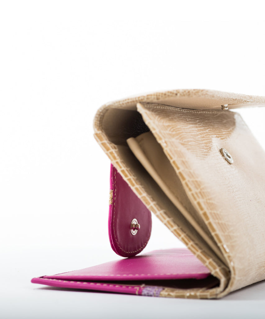 Cartera piel rosa