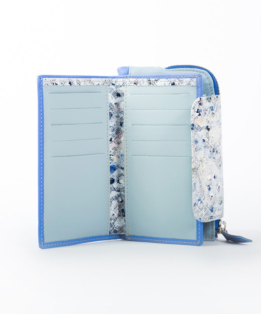 Cartera piel azul