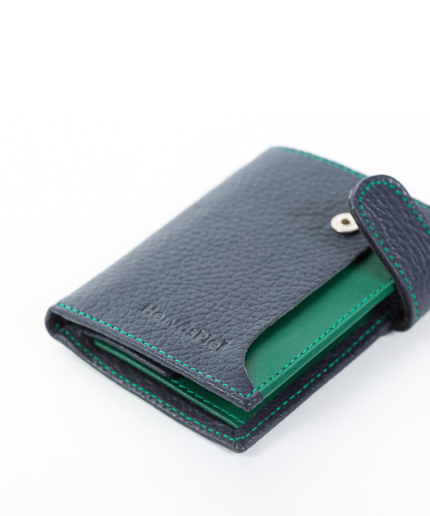 Cartera piel azul-verde