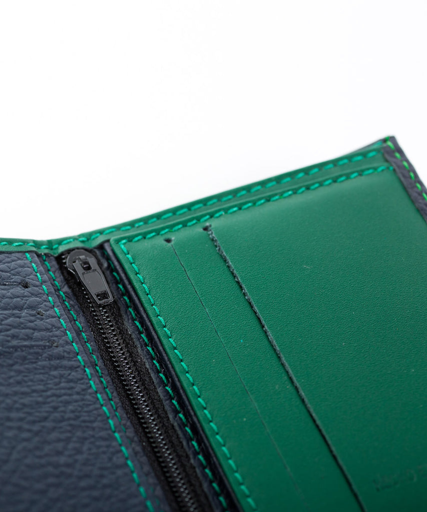 Cartera piel azul-verde