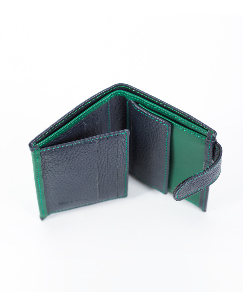 Cartera piel azul-verde