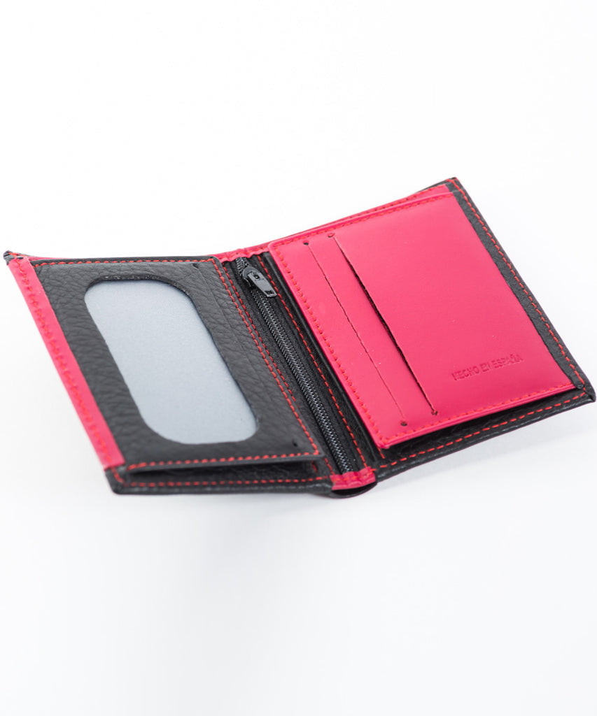 Cartera piel burdeos