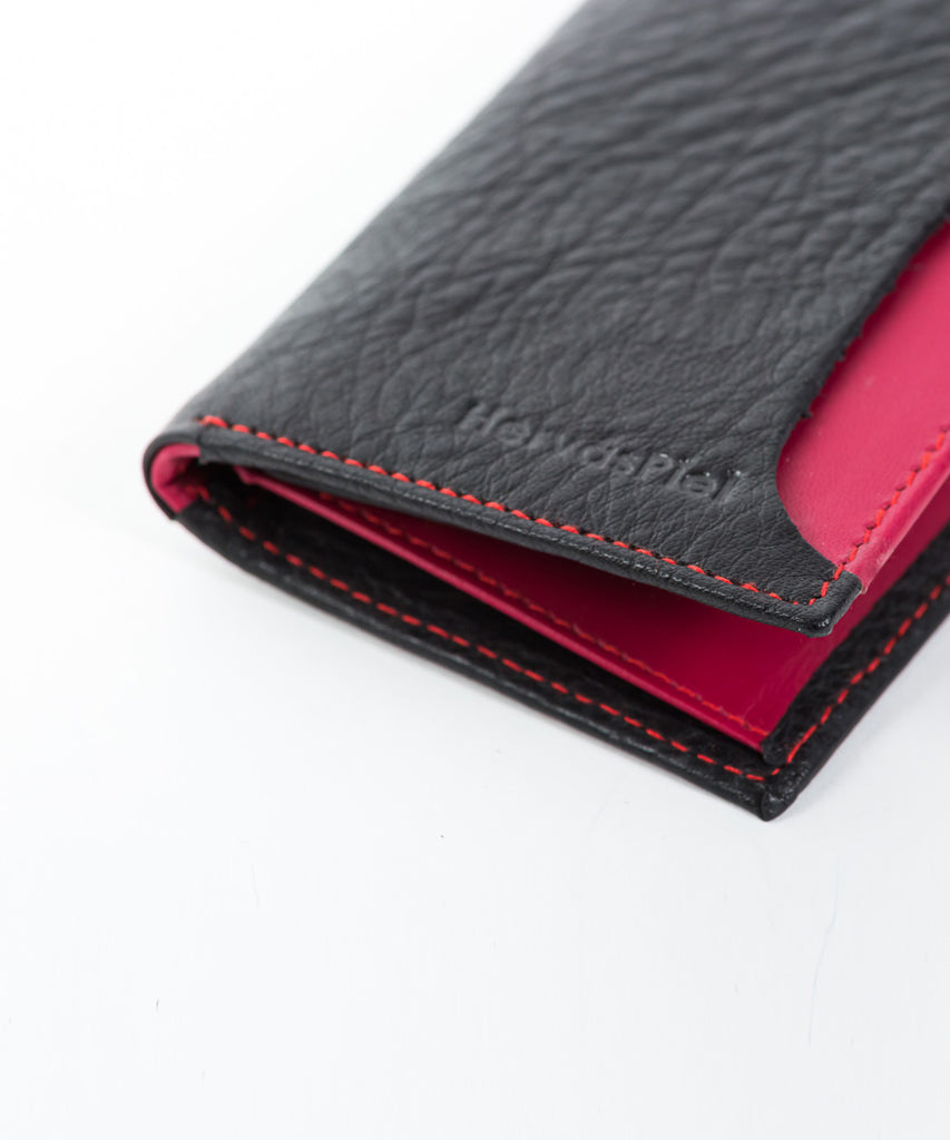 Cartera piel burdeos