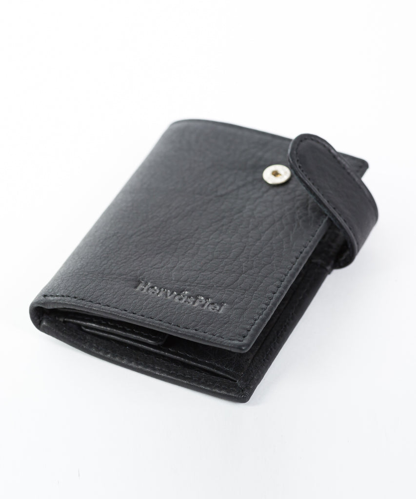 Cartera piel negra trabilla