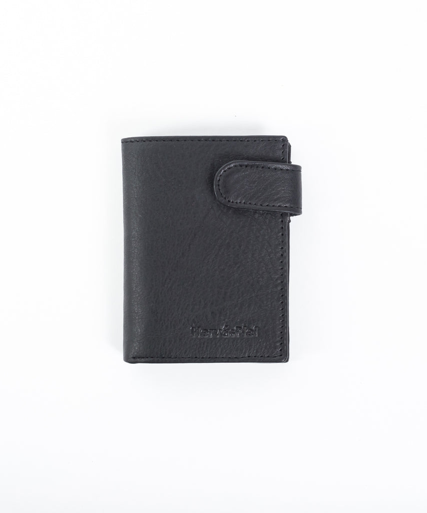 Cartera piel negra trabilla