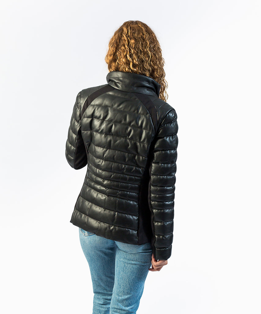 Cazadora acolchada entallada piel