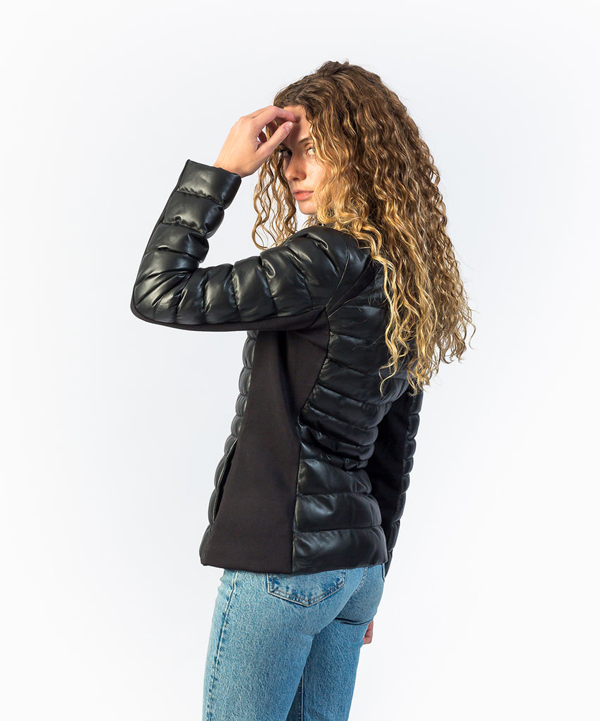 Cazadora acolchada entallada piel