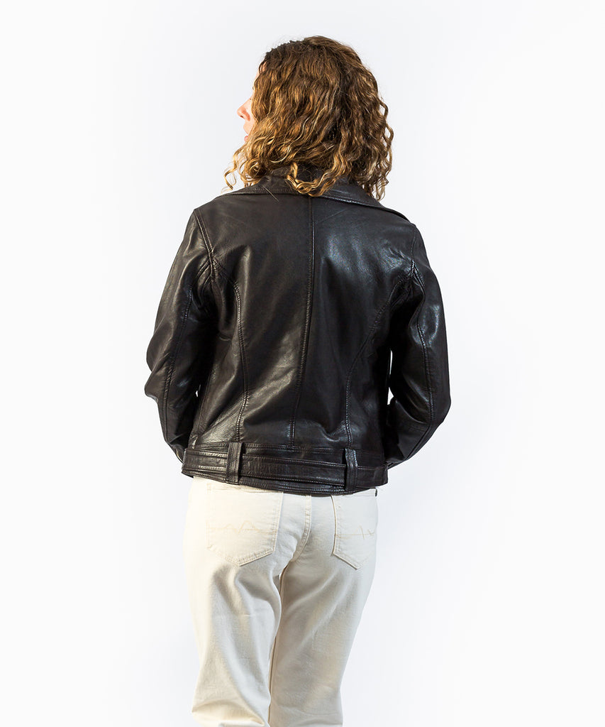 Cazadora biker piel marrón