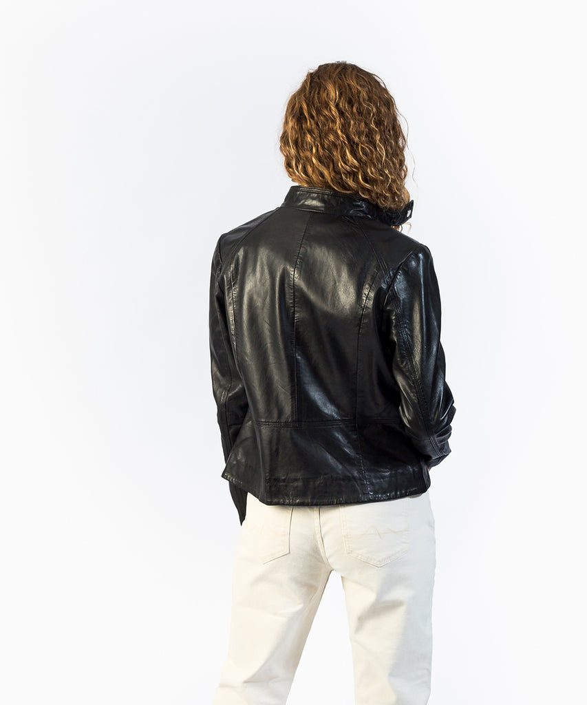 Cazadora napa piel ovina negro