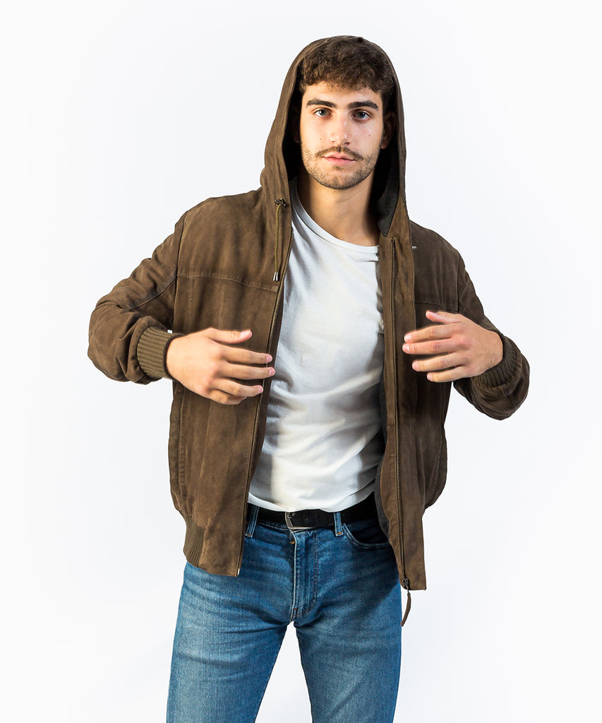 Cazadora piel ante verde