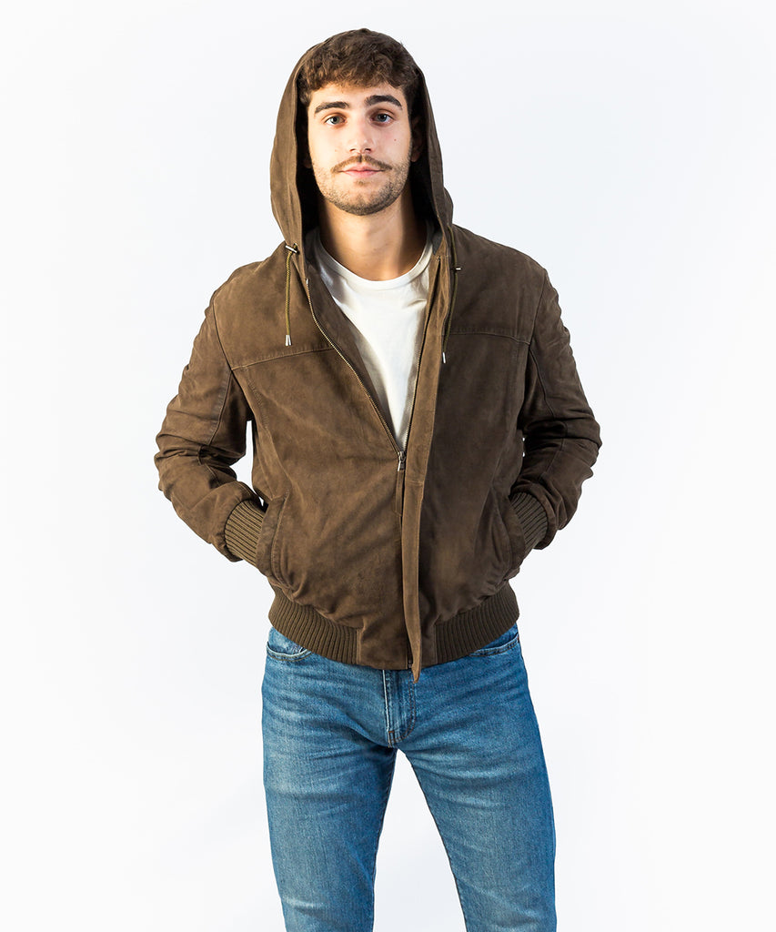 Cazadora piel ante verde