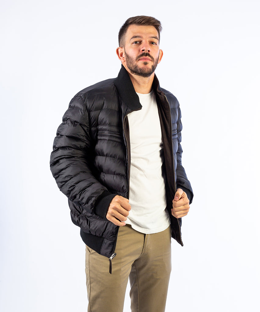 Cazadora nobuck ante puffer reversible