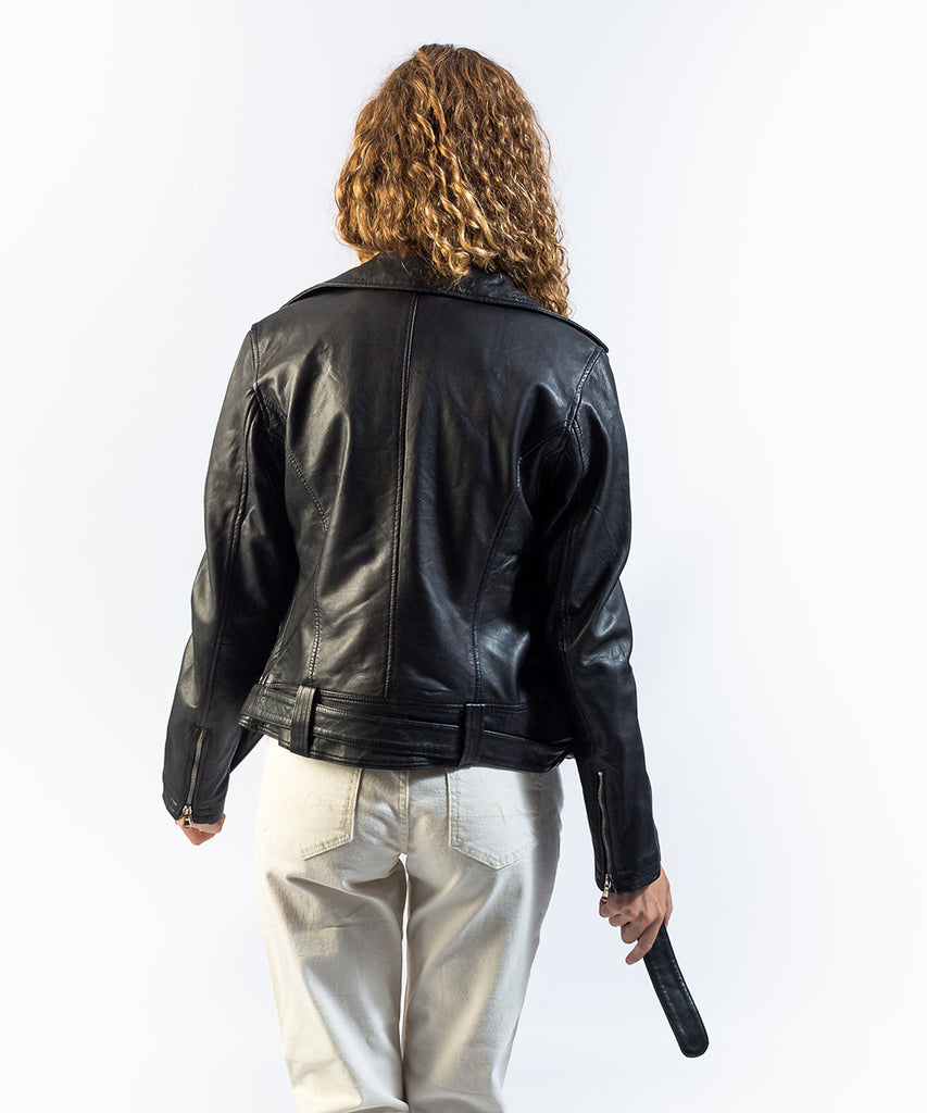 Cazadora piel biker negra