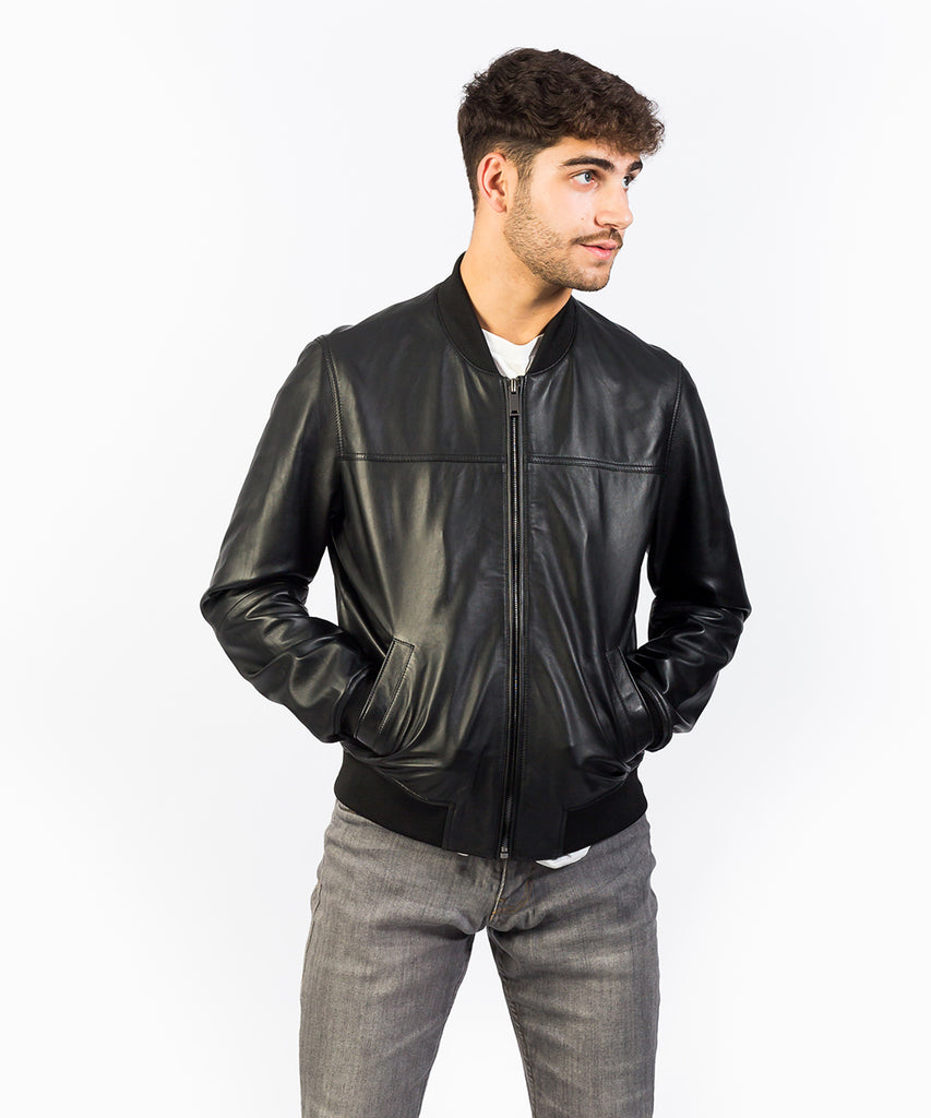 Cazadora piel estilo bomber