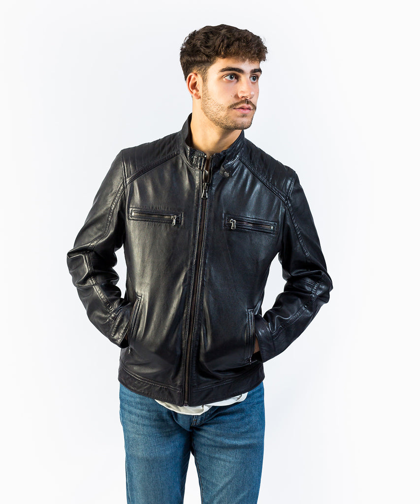 Cazadora napa azul oscuro