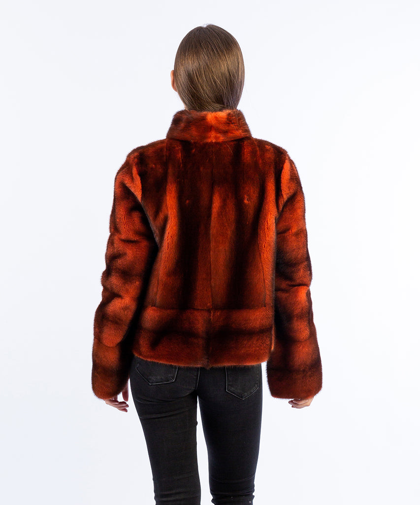 Cazadora visón pelo largo reversible