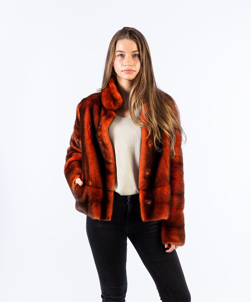 Cazadora visón pelo largo reversible