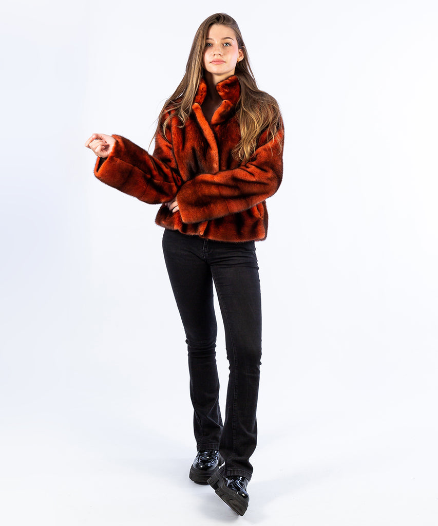 Cazadora visón pelo largo reversible