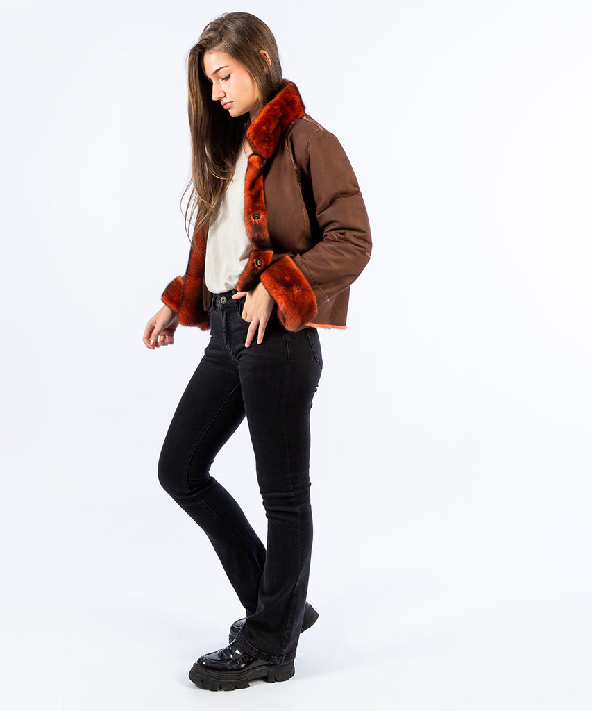 Cazadora visón pelo largo reversible