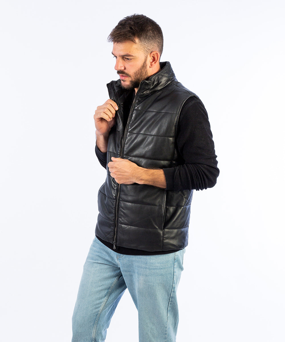 Chaleco napa piel acolchado negro – HervásPiel