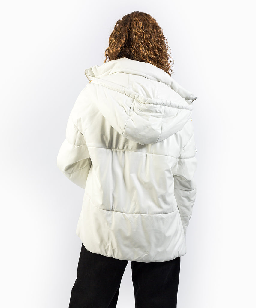 Chaqueta acolchada piel blanca