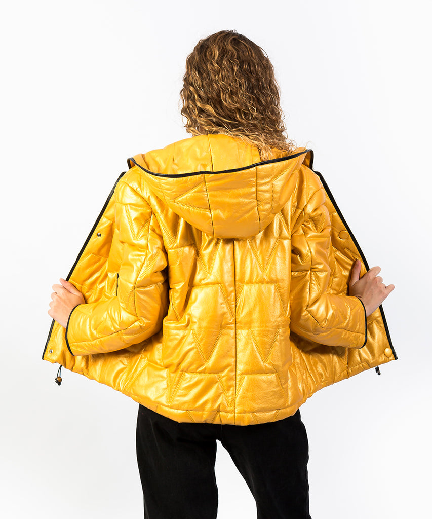 Chaqueta acolchada piel metalizada