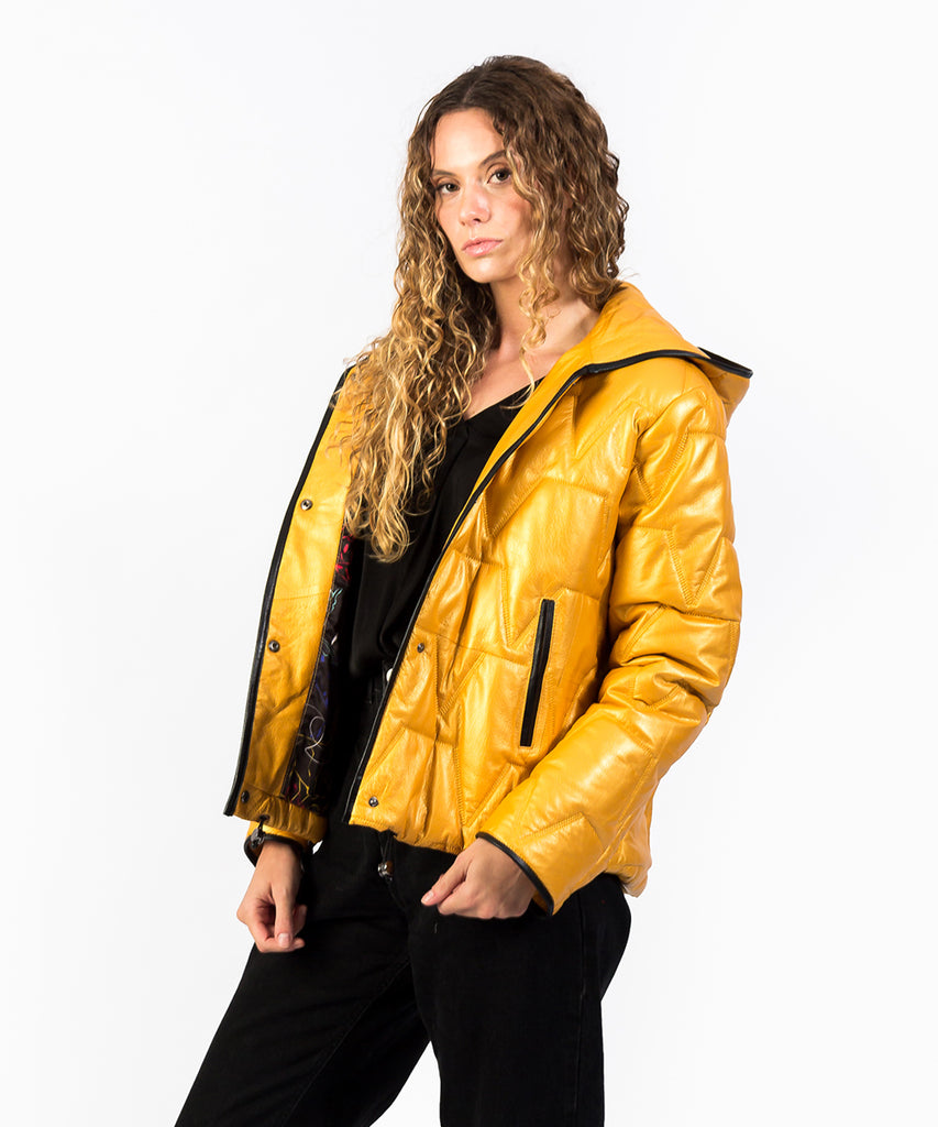 Chaqueta acolchada piel metalizada